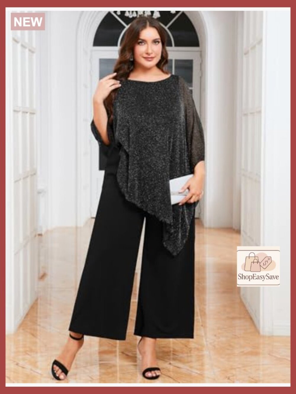 Plus Size Mother of Bride Pant Suit 2 Piece Asymmetric Cape Set Dressy Wedding - Picture 4 of 7